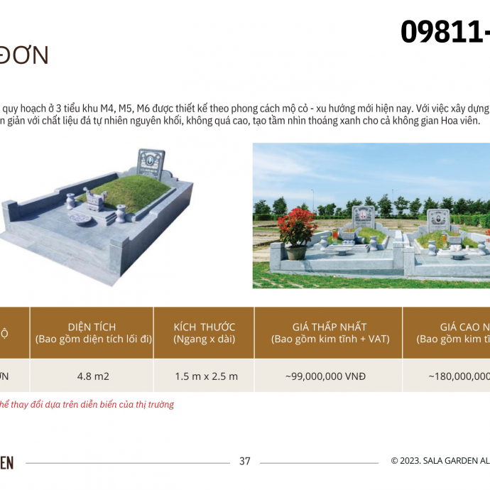 Mộ đơn Sala Garden: Không gian yên bình, tôn vinh giá trị cuộc sống