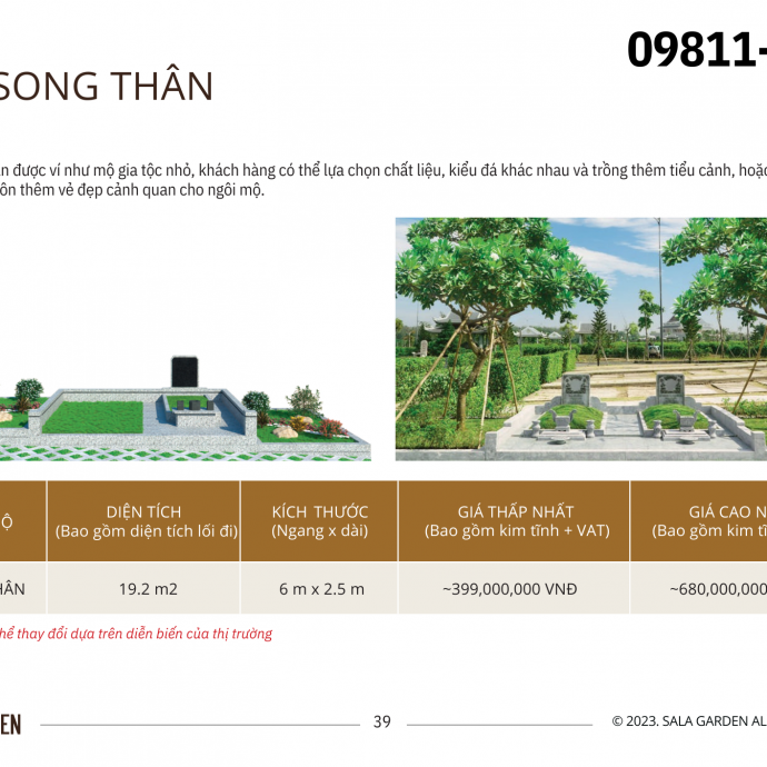  Mộ song thân Sala Garden: Nơi an nghỉ yên bình cho hai linh hồn