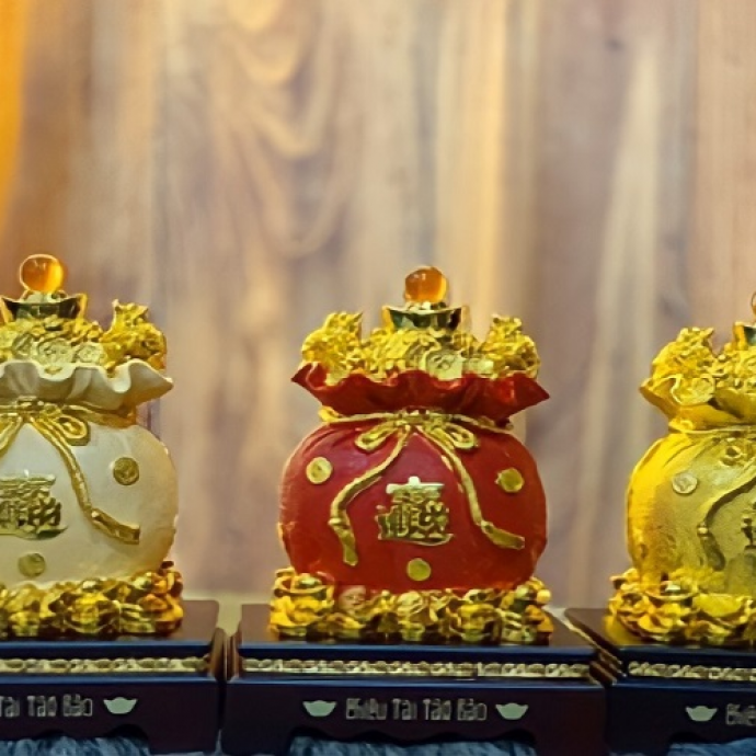 Tài lộc và giàu có: Túi tiền Kim Bảo biểu thị sự đầy đủ, sung túc, và giúp gia chủ thu hút tài lộc, 