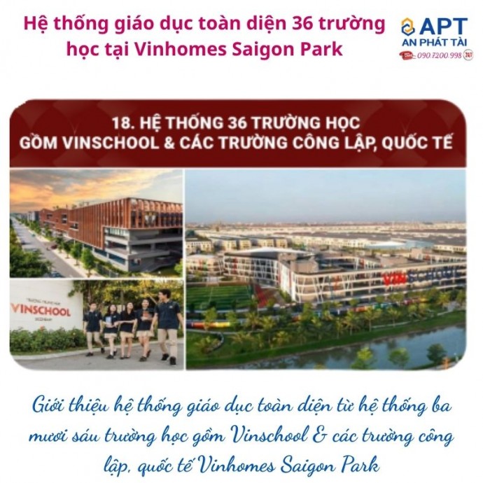 36 Trường học tại Vinhomes Saigon Park: bảo chứng tích sản điền sản vững bền