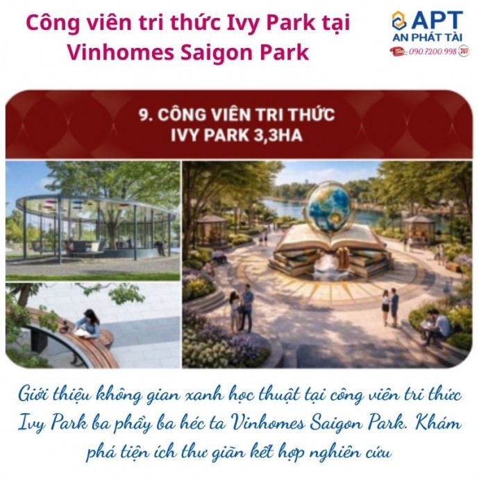 Công viên tri thức Ivy Park 3,3ha: bảo chứng tăng giá điền sản dài hạn