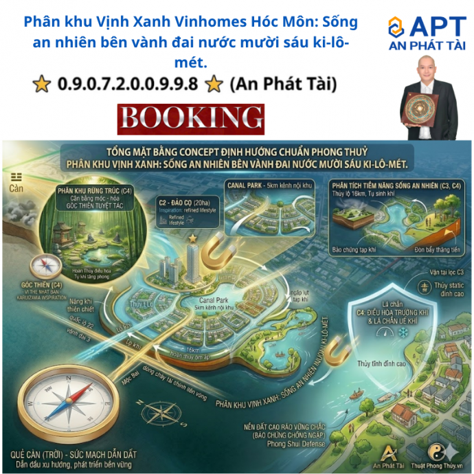 Phân khu Vịnh Xanh Vinhomes Hóc Môn: Sống an nhiên bên vành đai nước mười sáu ki-lô-mét